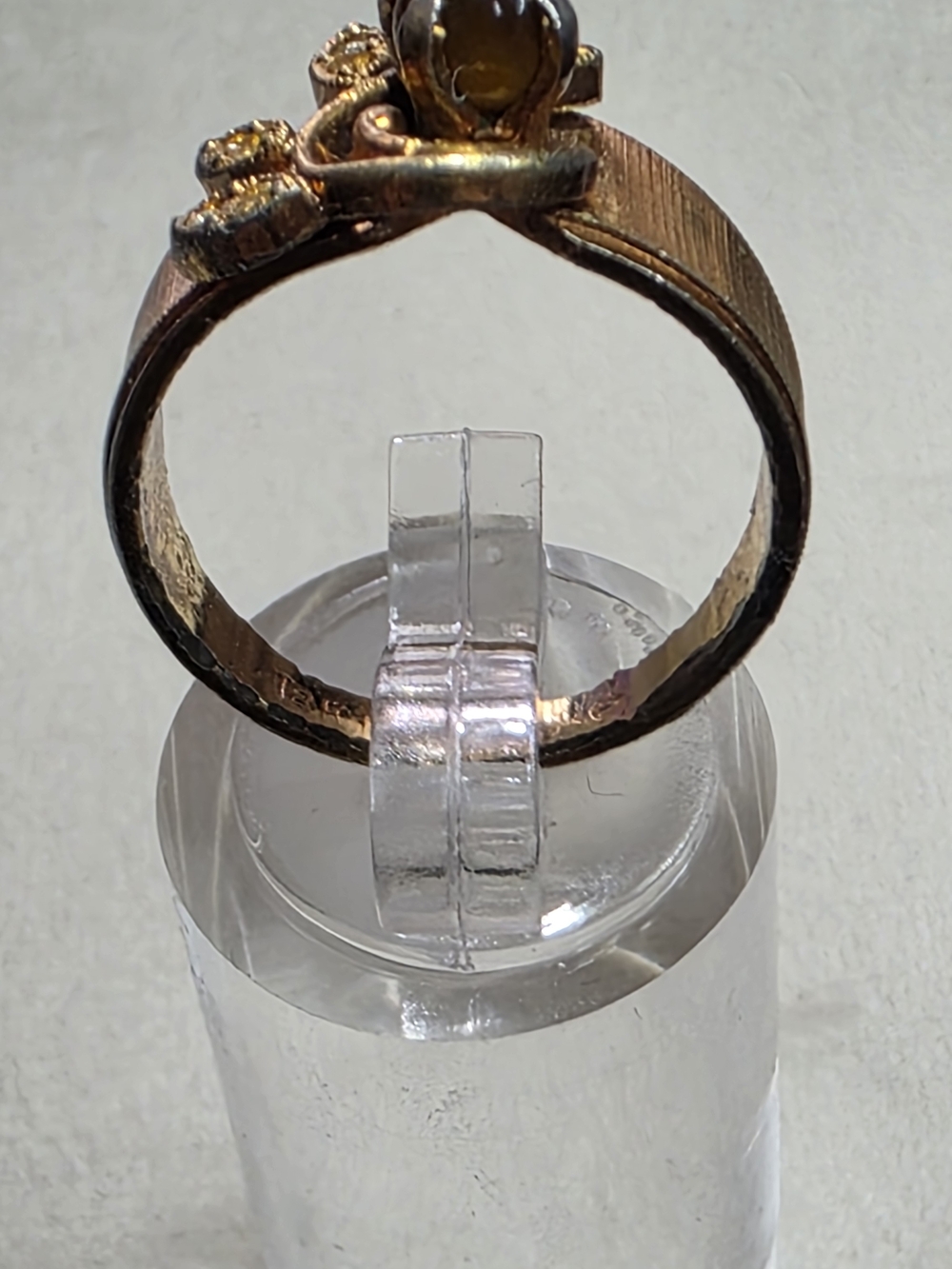 Vintage Tiger Eye Cabochon Ring 18KT HGF Wide Band Statement Brown Size 8 - Picture 4 of 8